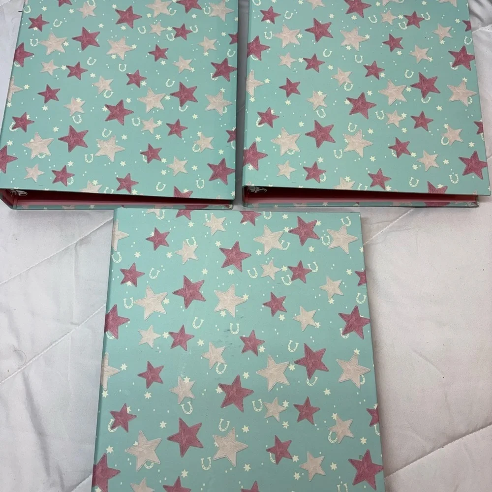 Set of 3 New GARTNER Studios 2” 3 ring binders Star Patterned Binders pink teal